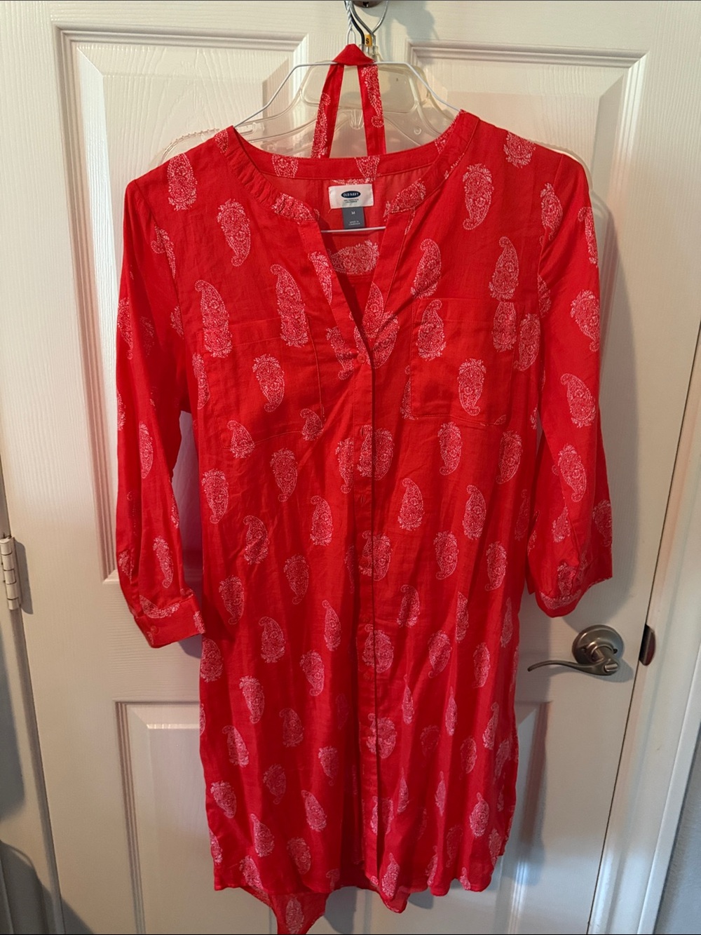 Old Navy Red Paisley Chemise Tunic